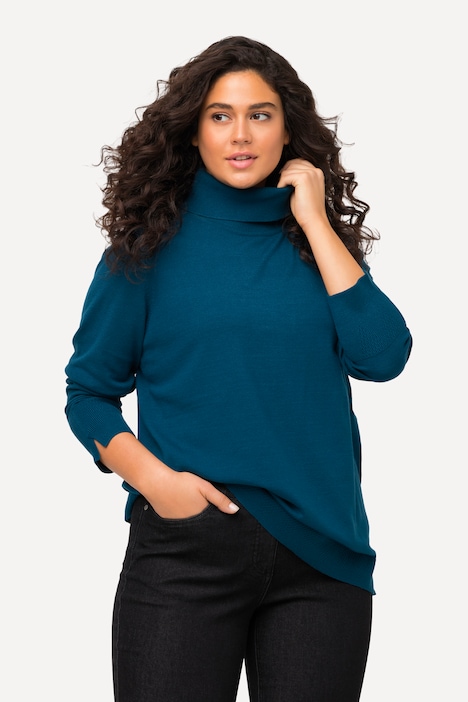 Turtleneck Ribbed Trim Long Sleeve Sweater | Sweater | Sweaters