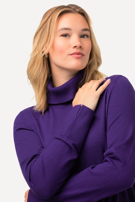 Turtleneck Ribbed Trim Long Sleeve Sweater | Sweater | Sweaters