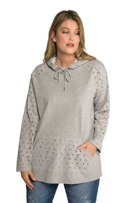 Mikina s kapucí, krajkové rukávy, dlouhé rukávy