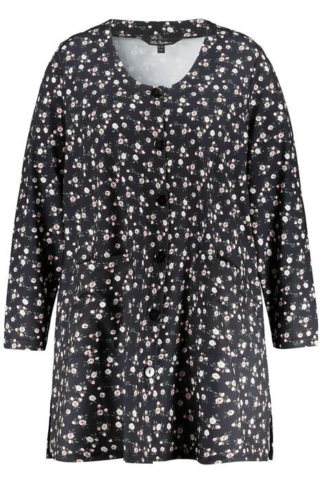 Žerzejová bunda, vzorovaná, kulatý výstřih, dlouhé rukávy, nemačkavá