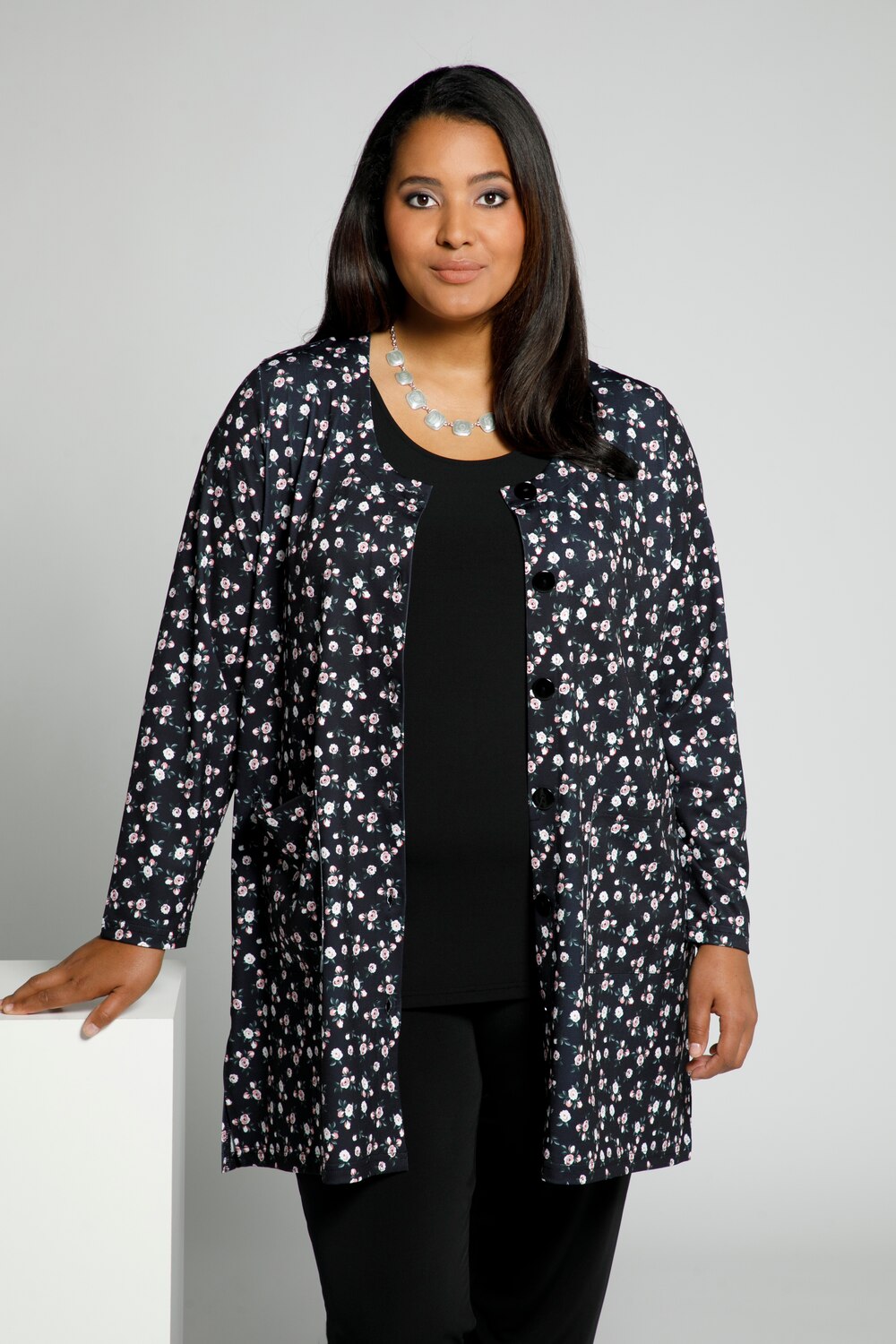Grote Maten jersey jasje, Dames, roze, Maat: 42/44, Polyester, Ulla Popken Grote Maten jersey jasje, Dames, roze, Maat: 42/44, Polyester, Ulla Popken