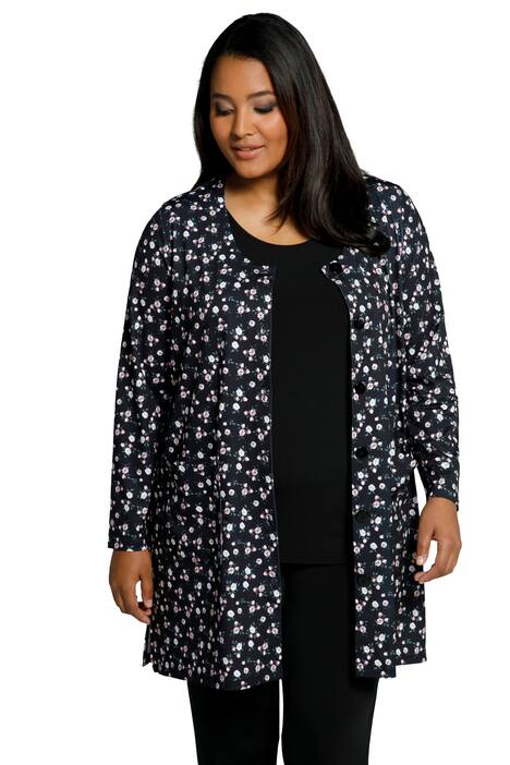 Žerzejová bunda, vzorovaná, kulatý výstřih, dlouhé rukávy, nemačkavá