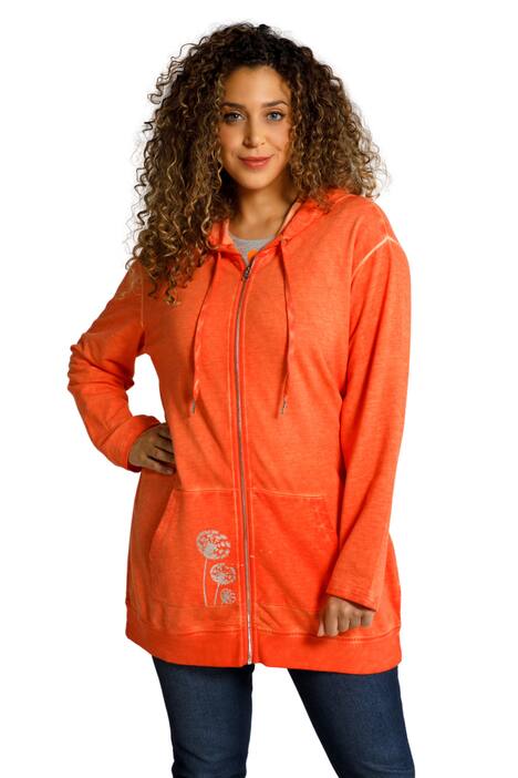 Dlouhá mikina, motiv pampelišky, oversize, kapuce, batikovaná vzhled