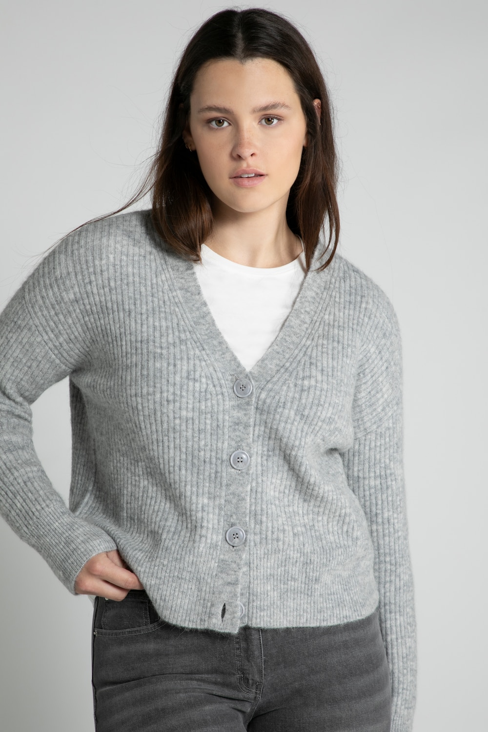 Plus Size Oversized Premium Cardigan, Woman, grey, size: 16/18, synthetic fibers/wool, Studio Untold