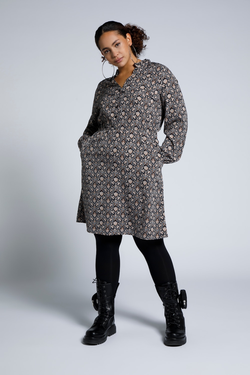 Grote Maten mini jurk, Dames, zwart, Maat: 50/52, Polyester, Studio Untold