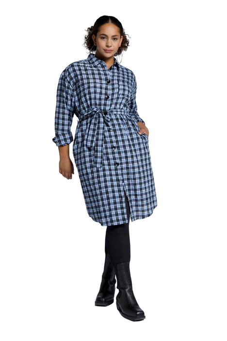 Kostkované šaty, oversize, límeček, dlouhé rukávy