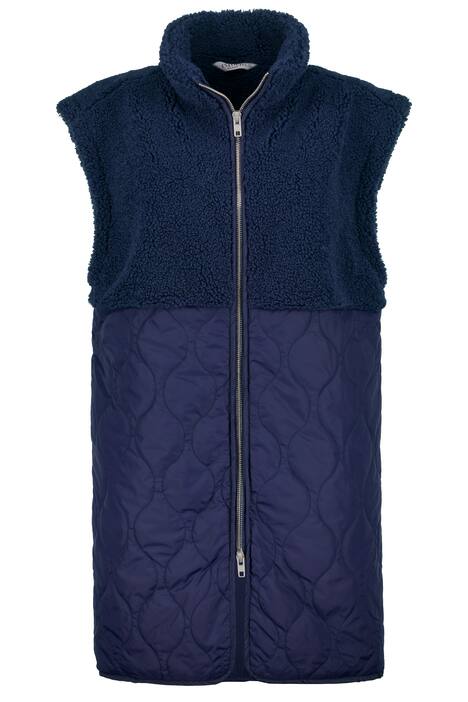 Vesta, široký střih, stojáček, prošívaná, teddy