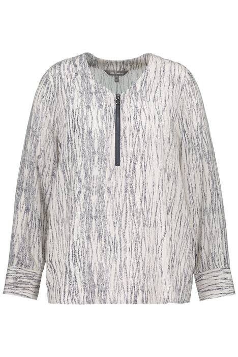 Halenka, pruhy, zapínání na zip, výstřih do V, dlouhé rukávy