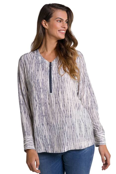 Halenka, pruhy, zapínání na zip, výstřih do V, dlouhé rukávy