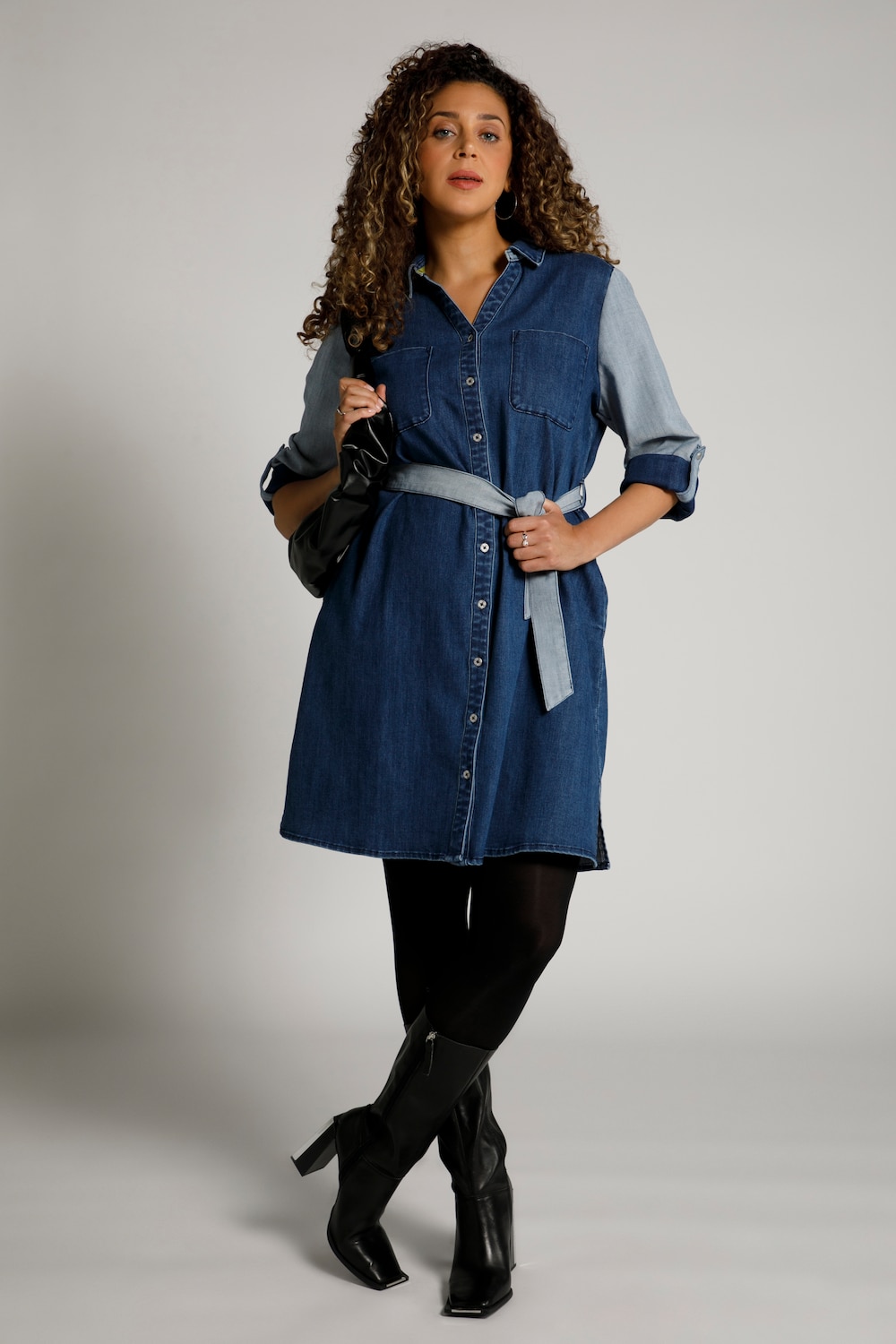 grandes tailles robe en jean, femmes, bleu, taille: 48/50, coton/polyester, ulla popken