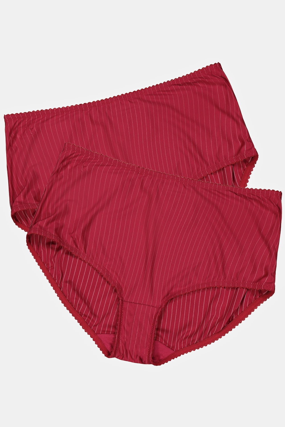 grandes tailles lot de 2 culottes midi. fines rayures, femmes, rouge, taille: 64/66, coton/fibres synthétiques, ulla popken