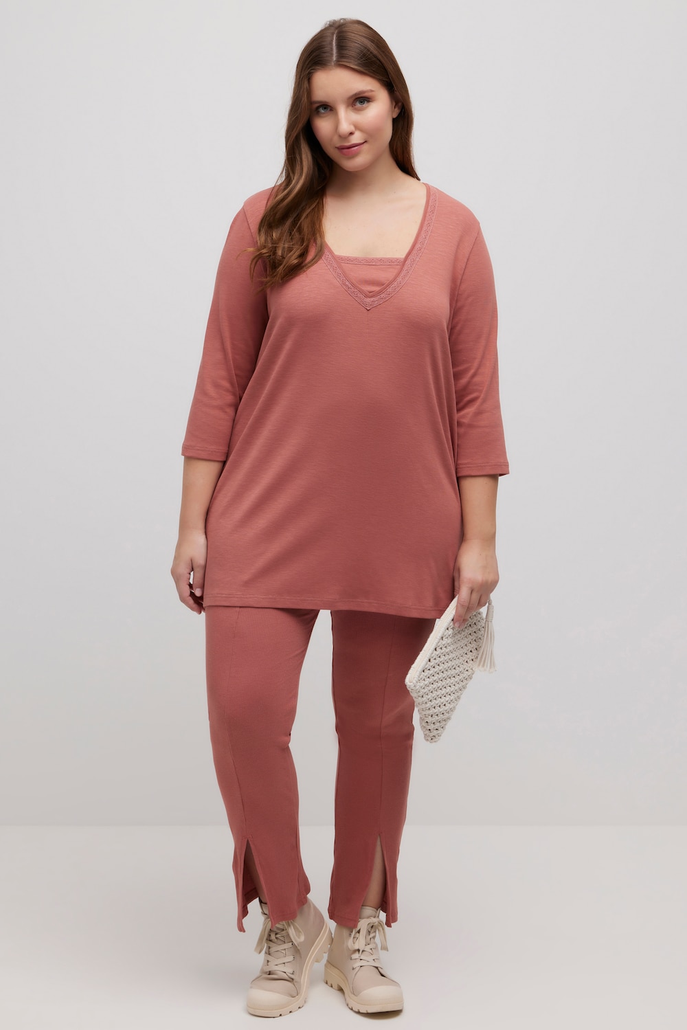 Grote Maten longshirt, Dames, rood, Maat: 50/52, Katoen, Ulla Popken