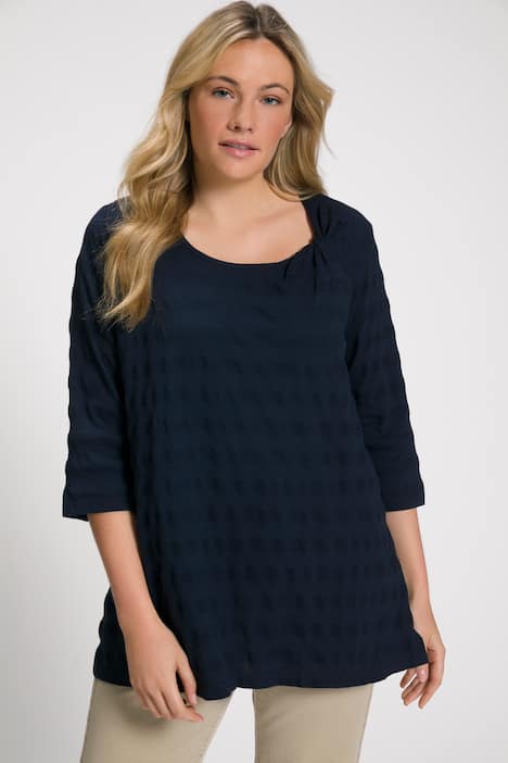 T-shirt, veck, knut, A-linje, trekvartsärm, ekobomull