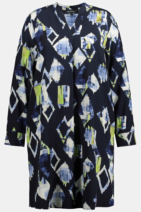 Blusentunika, Lyocellmix, A-Linie, V-Ausschnitt, Langarm