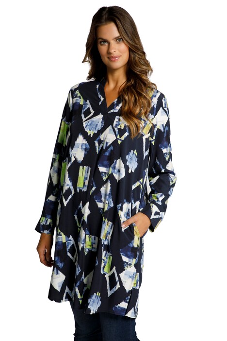 Halenková tunika, lyocellová směs, A střih, výstřih do V, dlouhé rukávy