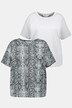 T-Shirts, 2er-Pack, oversized, Halbarm, Schlangen Print, uni