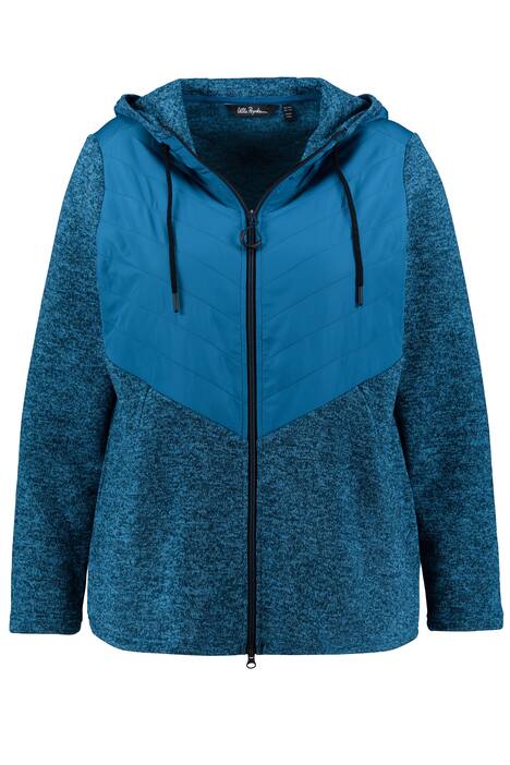 Bunda z pleteného flísu, prošívaná vsadka, dvoucestný zip, kapuce