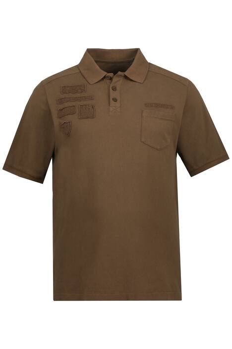 Polokošile, krátké rukávy, barvené piké, nášivky