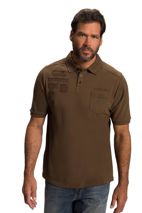 Polokošile, krátké rukávy, barvené piké, nášivky