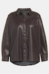 Leather Look Button Front Tunic Blouse