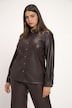 Leather Look Button Front Tunic Blouse