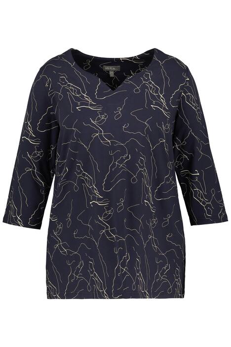 Tunikové tričko, potisk, A střih, 3/4 rukávy