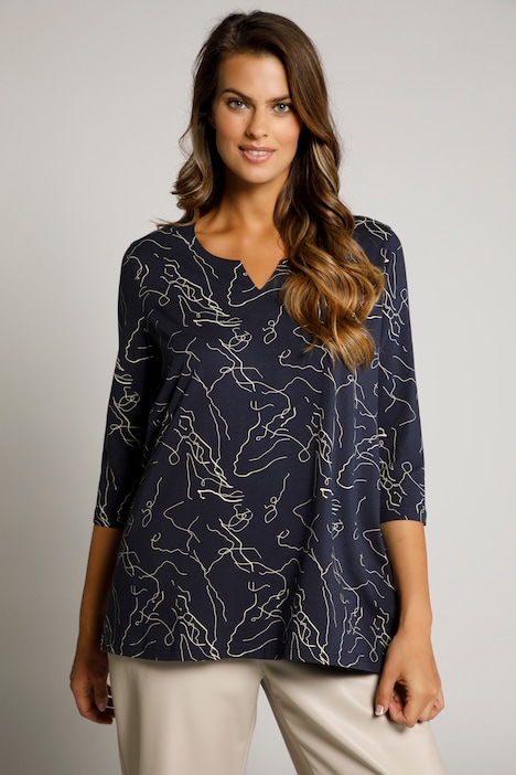 Scribble Print A-line Fit Stretch Tee