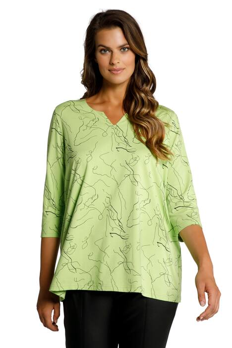 Tunikové tričko, potisk, A střih, 3/4 rukávy