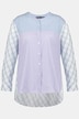 blouse, strepen, oversized, opstaande kraag, lange mouwen