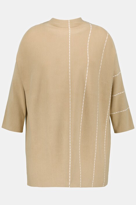 Pullover dal taglio oversize con righe, collo alto e maniche a 3/4