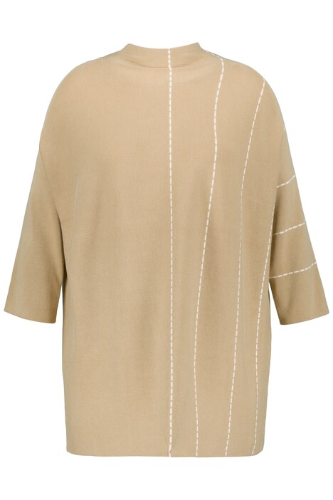 Svetr, pruhy, oversize, stojáček, 3/4 rukávy