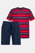 tvådelad pyjamas, randig shirt, halv ärm, kortbyxa