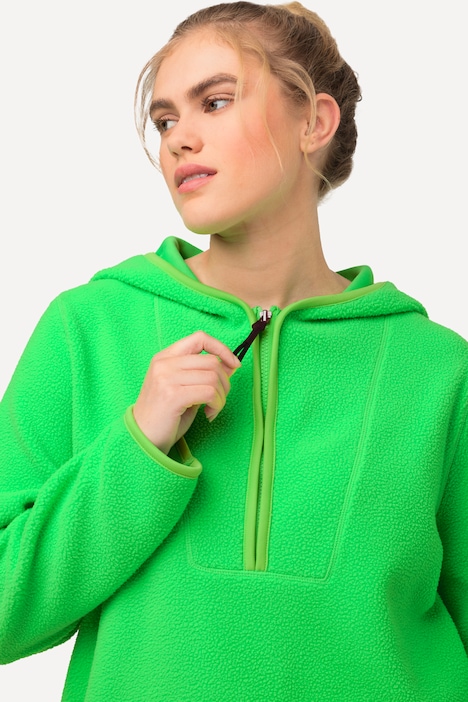 Teddy Fleece Hooded Zip Neck Sweatshirt | all Sweatshirts | Sweatshirts