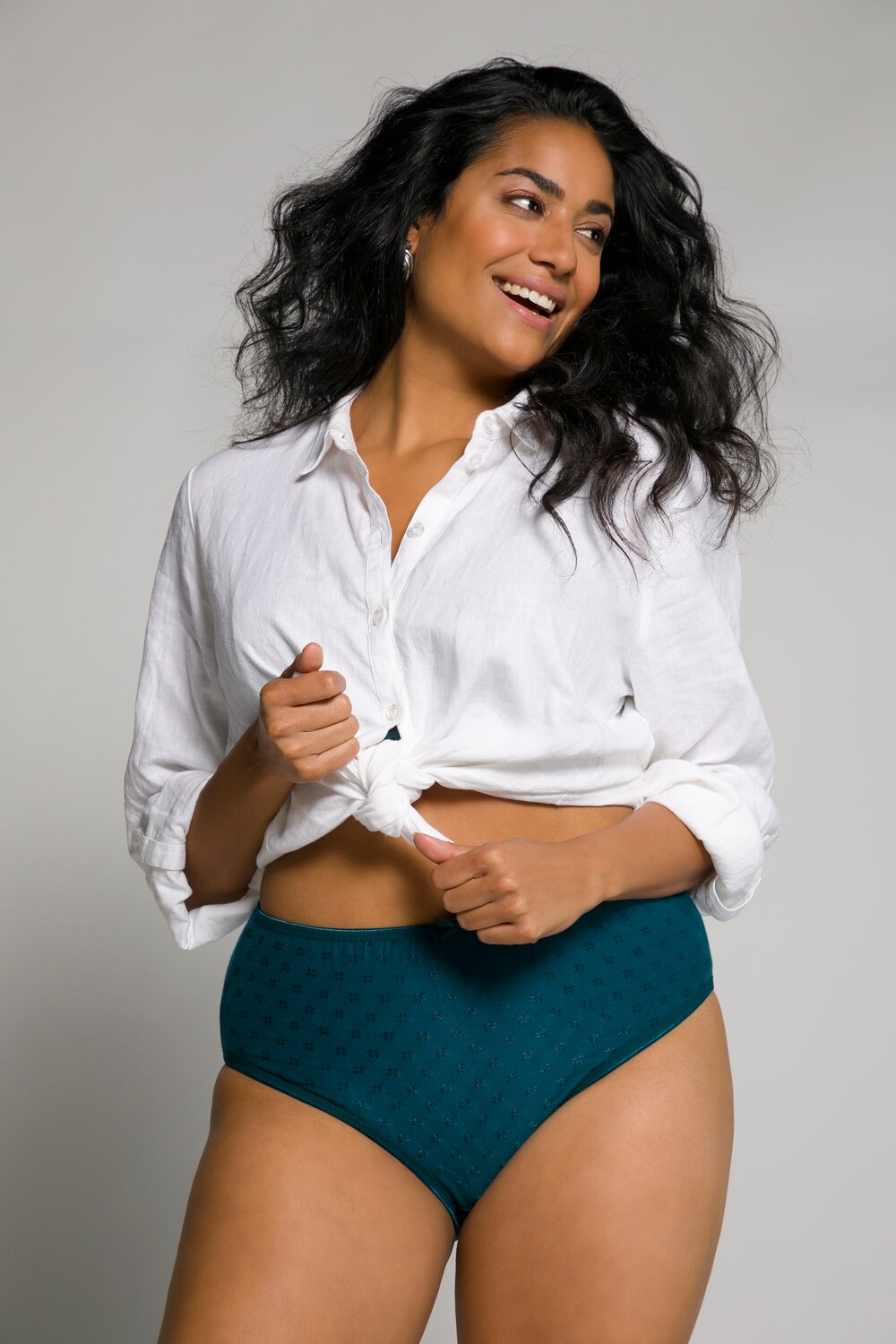 Grote Maten midi slips, Dames, turquoise, Maat: 54/56, Katoen/Polyester, Ulla Popken Grote Maten midi slips, Dames, turquoise, Maat: 54/56, Katoen/Polyester, Ulla Popken
