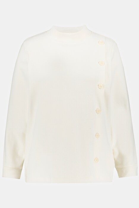 Sweatshirt, Stehkragen, Knöpfe, Langarm, Biobaumwolle