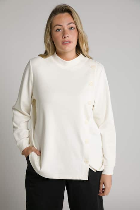 Ulla Popken Felpa Con Colletto Camicia Camicia Donna Manica 3/4