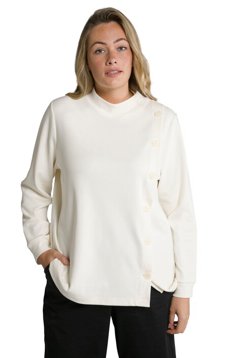 Mikina, stojáček, knoflíky, dlouhé rukávy, biobavlna