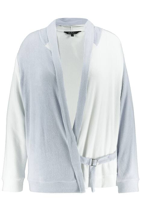 Domácí bunda, kapuce, žebrovaný žerzej, vázací stuha