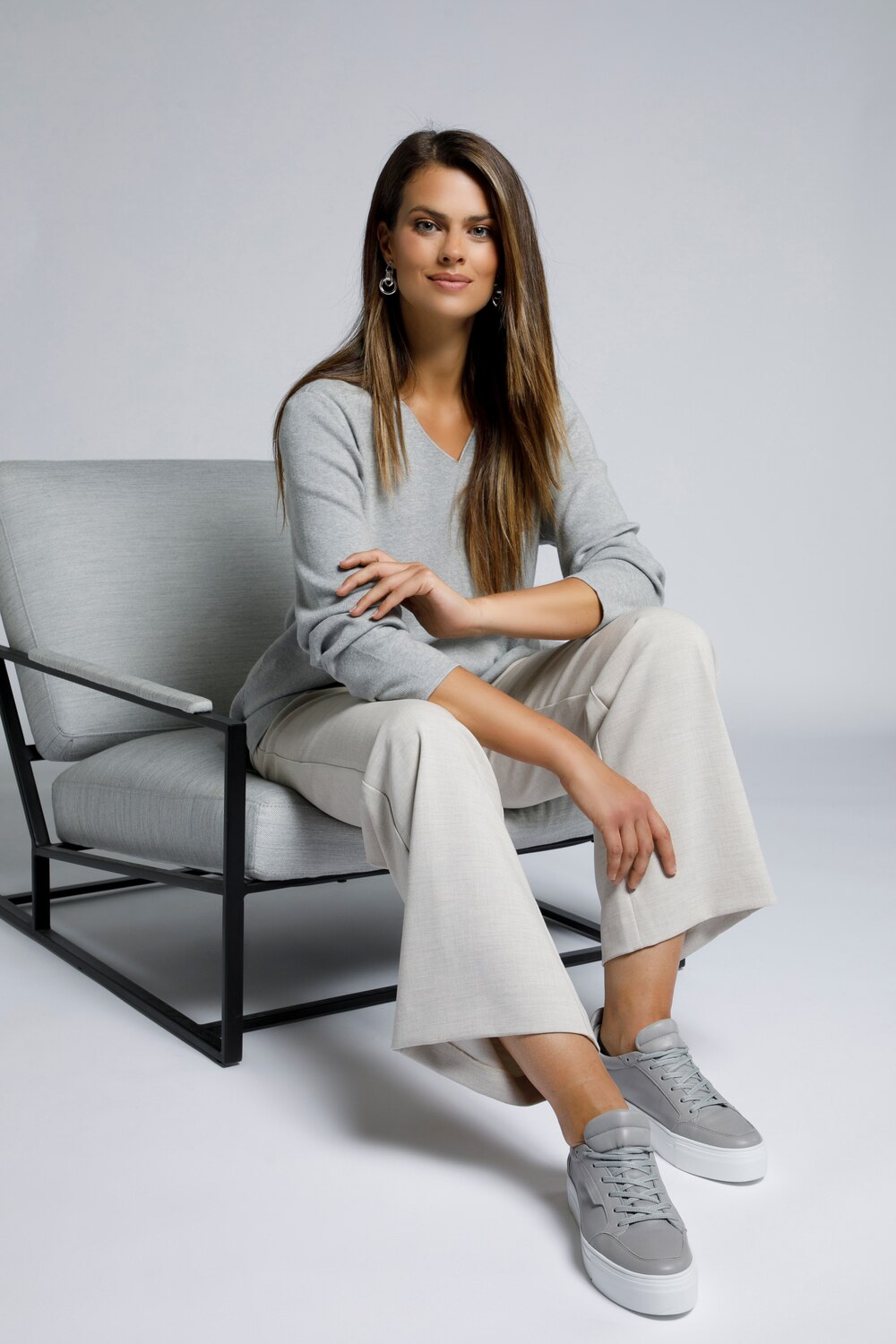 Grote Maten pullover, Dames, grijs, Maat: 54/56, Viscose/Polyester/Synthetische vezels, Ulla Popken Grote Maten pullover, Dames, grijs, Maat: 54/56, Viscose/Polyester/Synthetische vezels, Ulla Popken