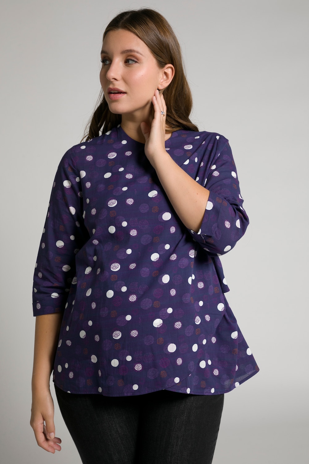 Grote Maten Bellieva blouse, Dames, blauw, Maat: 58/60, Katoen, Ulla Popken