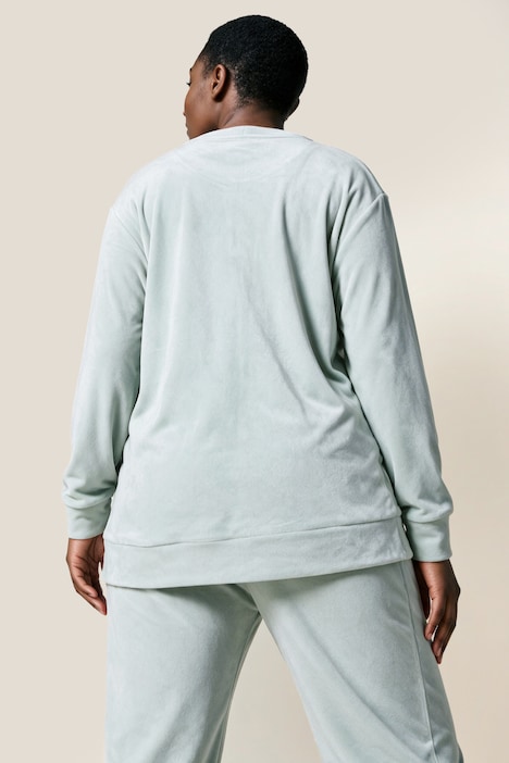 Homewear-Pullover, Nicki, Stickerei, Rundhals, Langarm
