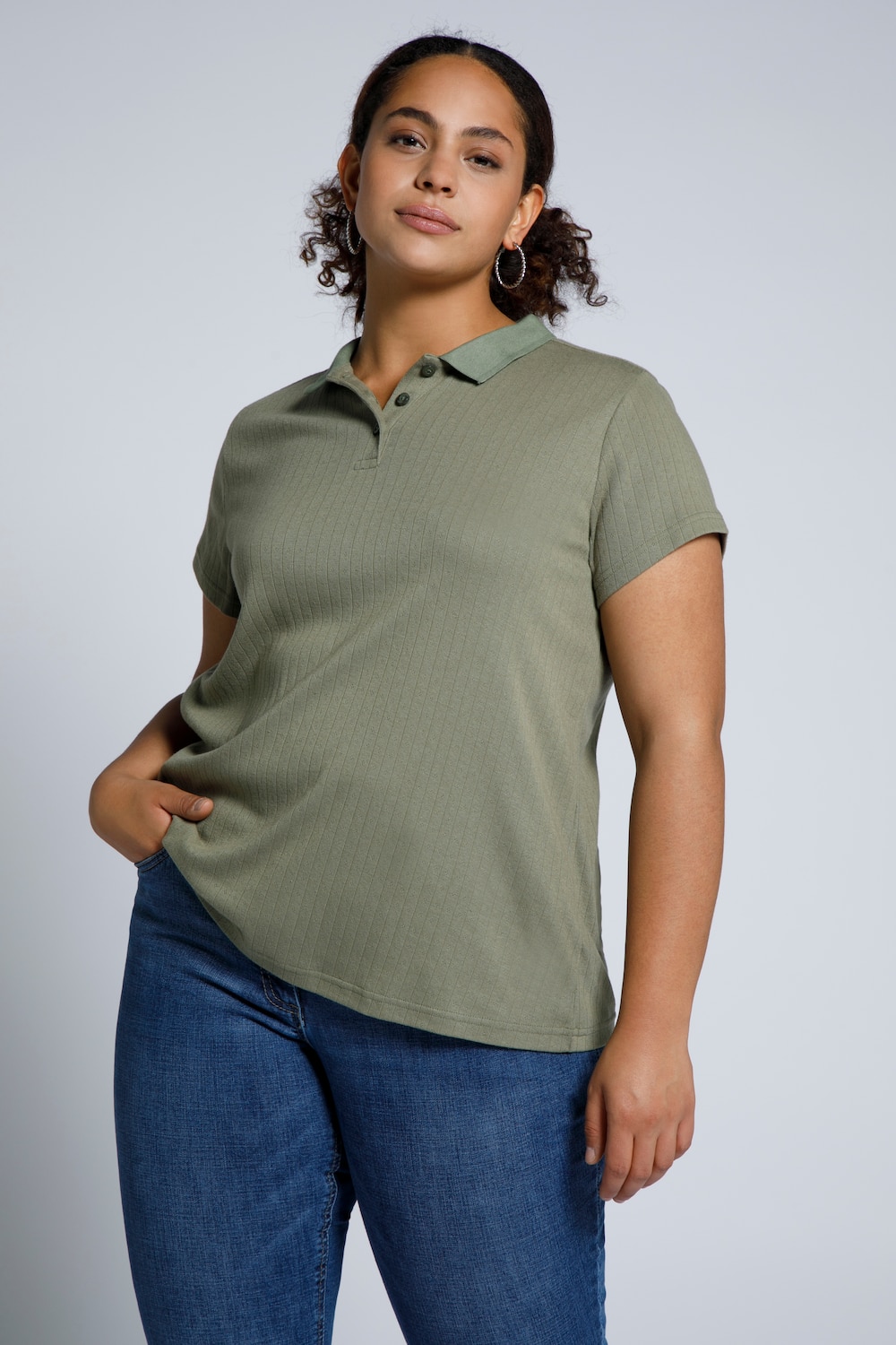 Grote Maten poloshirt, Dames, groen, Maat: 54/56, Polyester/Katoen, Studio Untold