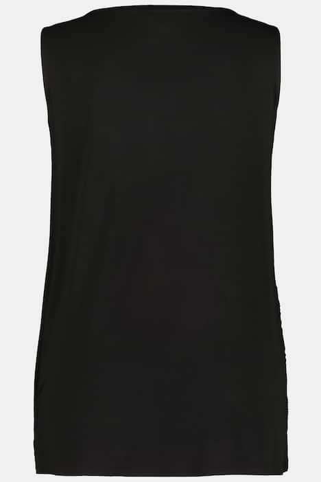 Linne, spets, jerseyfoder, rund hals, regular, ärmlöst