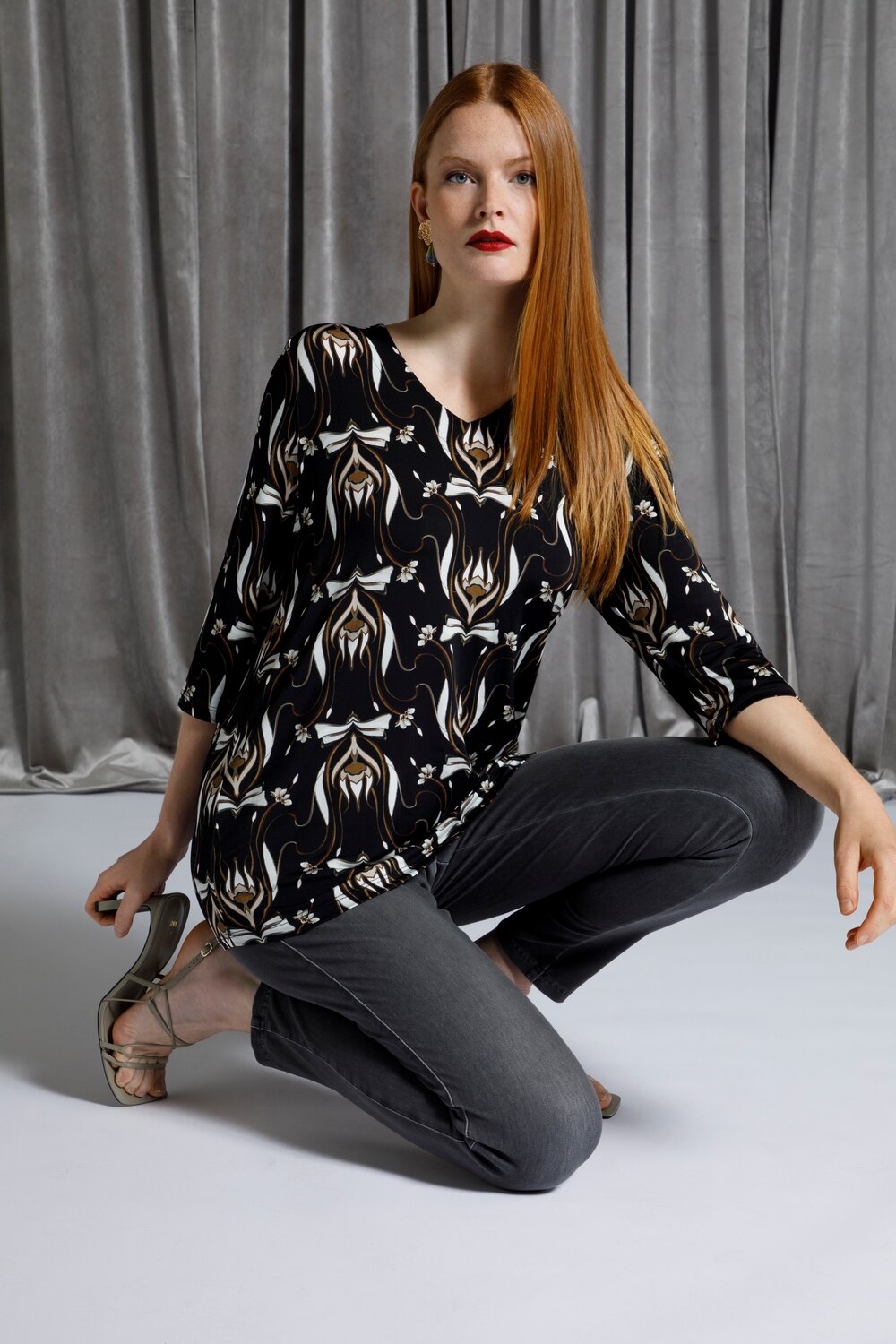 Grote Maten slinky shirt, Dames, zwart, Maat: 46/48, Viscose, Ulla Popken Grote Maten slinky shirt, Dames, zwart, Maat: 46/48, Viscose, Ulla Popken