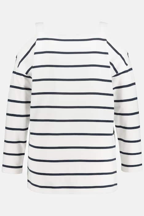 Sweatshirt, Ringel, schulterfrei, Oversized, Langarm