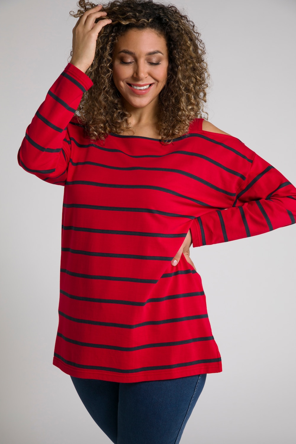 Grote Maten sweatshirts, Dames, rood, Maat: 42/44, Katoen/Polyester/Viscose, Ulla Popken