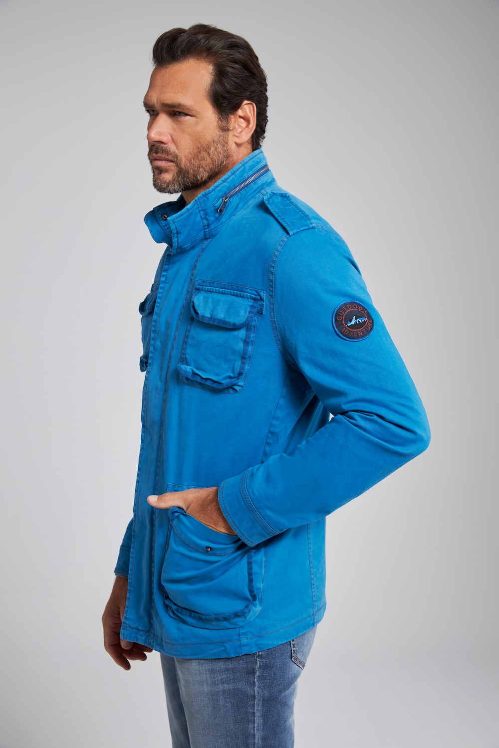 Grote Maten fieldjacket, Heren, blauw, Maat: XL, Polyester/Katoen, JP1880