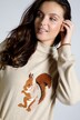 Pullover in morbida maglia con motivo ispirato agli animali, colletto alto e maniche lunghe