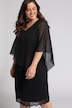 Abendkleid, Chiffon-Cape, Jersey, Spitzensaum, 3/4-Arm