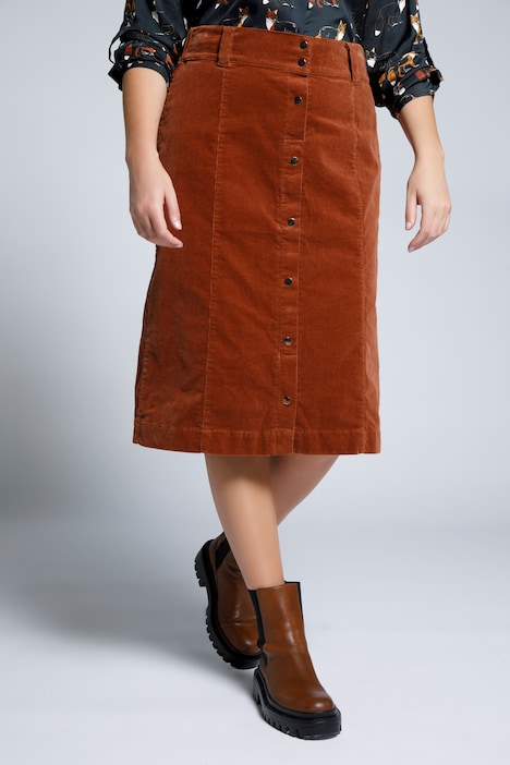 Fløjls-nederdel, A-linje, fin komfortlinning, midi-længde | nederdele | Nederdele